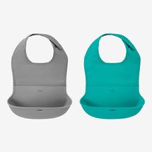 OXO Tot 2-Piece Waterproof Silicone Roll-Up Bib With Comfort-Fit Fabric Neck