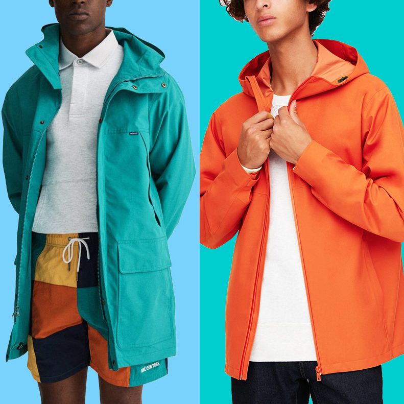 UUANG Raincoats Waterproof Rain Jacket Active Outdoor Detachable Hooded Mens Trench Coats 