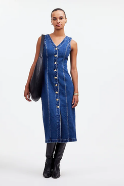 Madewell Denim V-Neck Midi Dress