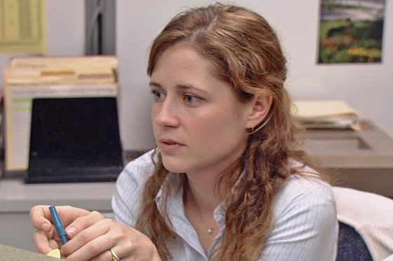 Oh,
          Pam. So sweet, so innocent, so drab. We met her as a downtrodden receptionist
          engaged to the wrong man, and even her hair looked bummed about it. Michael
          really should've gotten her monthly hot-oil treatments for Secretaries Day.