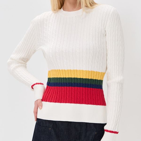 Rowing Blazers Primary Stripe Cable Knit Pullover