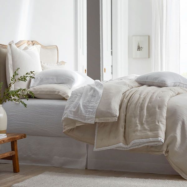 Rough Linen | Cal King Smooth Linen Fitted Sheet | Pure White