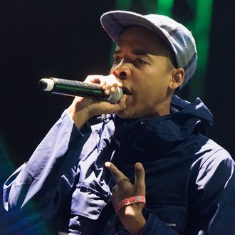 LOS ANGELES, CA - AUGUST 24: Earl Sweatshirt performs onstage at LA Sports Arena & Exposition Park on August 24, 2014 in Los Angeles, California. (Photo by Paul R. Giunta/Getty Images)