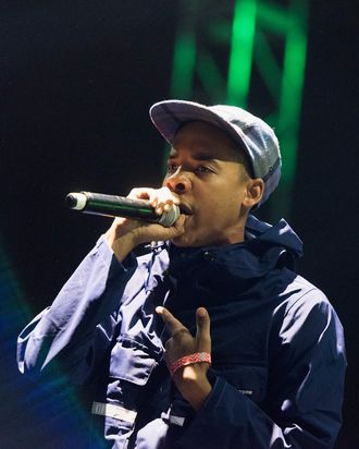 LOS ANGELES, CA - AUGUST 24: Earl Sweatshirt performs onstage at LA Sports Arena & Exposition Park on August 24, 2014 in Los Angeles, California. (Photo by Paul R. Giunta/Getty Images)