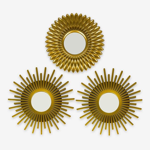 Gold Mirrors for Wall Pack of 3