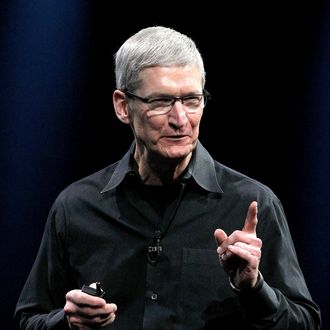 SAN FRANCISCO, CA - JUNE 11: Apple CEO Tim Cook delivers the keynote address at the Apple 2012 World Wide Developers Conference (WWDC) at Moscone West on June 11, 2012 in San Francisco, California. Apple unveiled a slew of new hardware and software updates at the company's annual developer conference which runs through June 15. (Photo by Justin Sullivan/Getty Images)