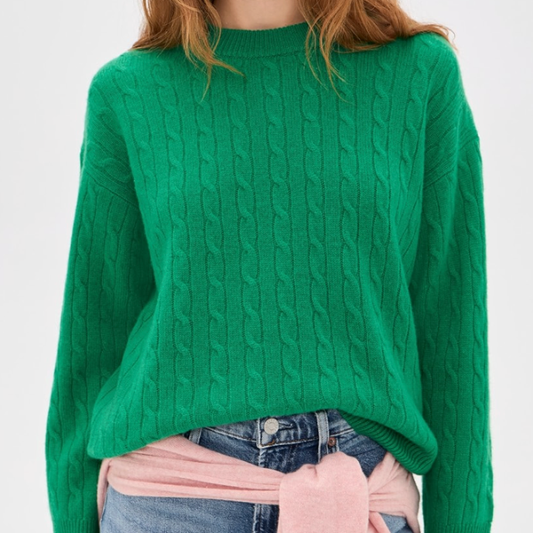 Alex Mill Crew Neck Cable Sweater In Cashmere
