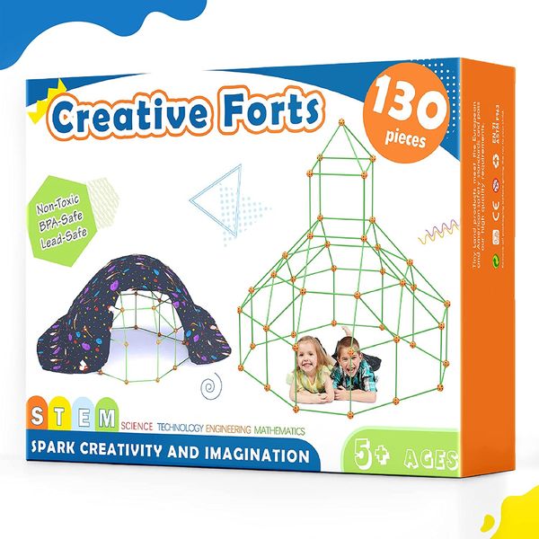 Crazy Forts! Tiny Land Kids-Fort-Building-Kit with Blanket & Light