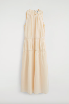 Cos Gathered Tiered Cotton Maxi Dress