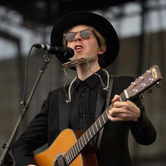 NEWPORT, RI - JULY 28: Beck performs during the 2013 Newport Folk Festival at Fort Adams State Park on July 28, 2013 in Newport, Rhode Island. (Photo by Douglas Mason/Getty Images)