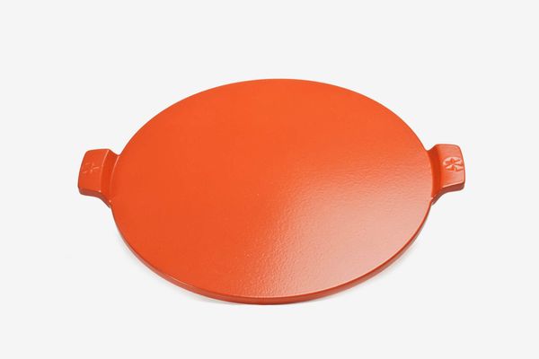 Pizzacraft Cordierite 14.5-Inch Round Glazed Pizza Stone with Handles in Red