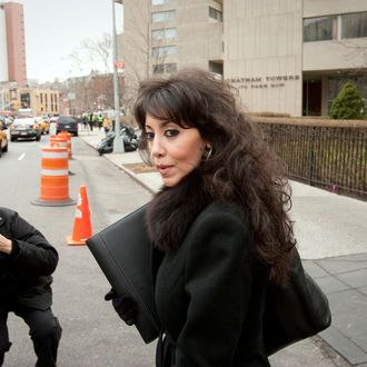 Sandy Annabi, former Yonkers city councilwoman, exits federal court following a pretrial conference in New York, U.S., on Tuesday, Feb. 14, 2012. Annabi is charged with public corruption crimes. 