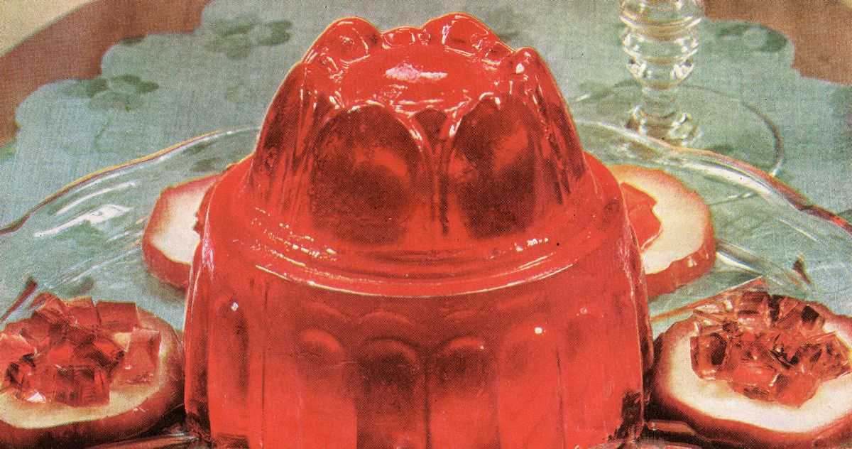 1950s Retro Spaghettios & Franks Jello Mold Cake - Cookbook Community