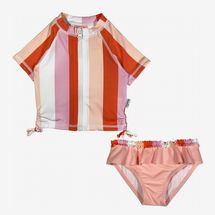 SwimZip Girl 2 Piece Short Sleeve Rash Guard Swimsuit UPF 50+
