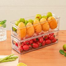 mDesign Plastic Long Stackable Storage Organizer