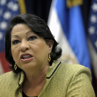 US Associate Justice of the Supreme Court Sonia Sotomayor during a press conference in San Salvador on August 16, 2011. 