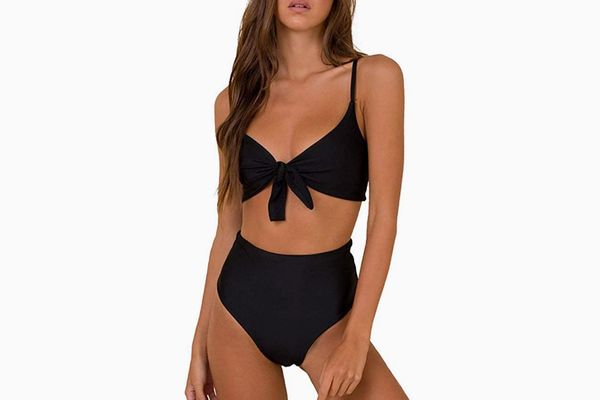 Cathey Women's Split Bikini Set Multicolor Spaghetti StrapV-Neck Bra Thongs Swimsuit Swimwear