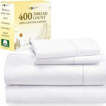 California Design Den Juego de sábanas de satén de algodón de 400 hilos