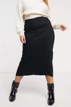 ASOS Design Curve Bias Cut Jersey Midi Slip Skirt