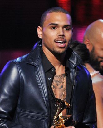 Singer Chris Brown accepts the award for 'Best Rap Performance' onstage at the 54th Annual GRAMMY Award