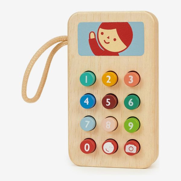 Mentari Toys - Mobile Phone - Solid Wood Phone with Squishy Buttons for Toddlers