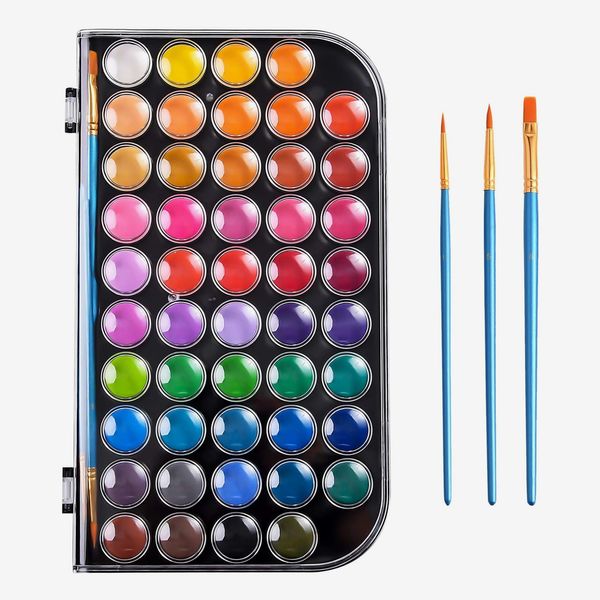 Masllutn 48 Colors Washable Watercolor Paint Set with 3 Brushes and Palette