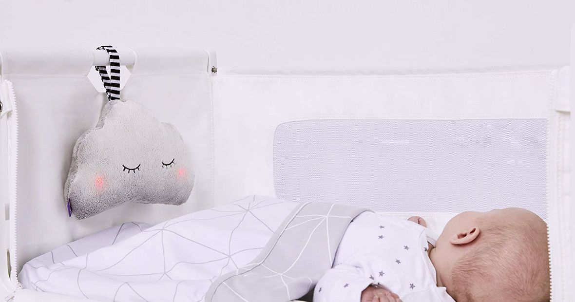 Rechargeable Baby Projector Soother Portable White Noise Machine Help Baby Sleep Cry Activated Musical Plush Toy for Infants with Cry Sensor and Night Light Baby Sleep Soothers Sound Machine 
