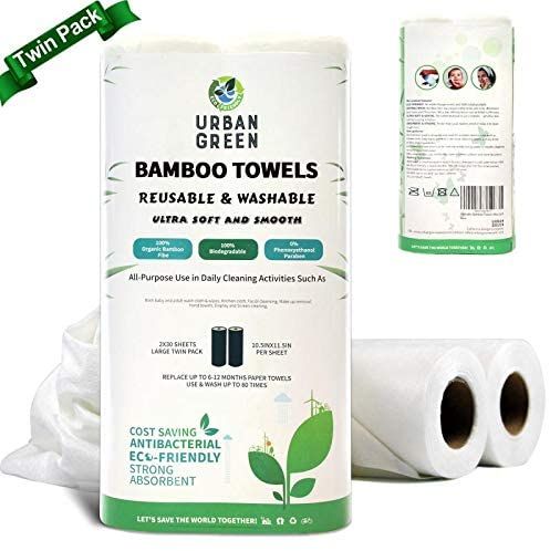 Ecolifestyle Reusable Bamboo Paper Towels washable | 3 Rolls of washable  paper towels with 20 Sheets each | Kitchen Cleaning Rolls Alternative