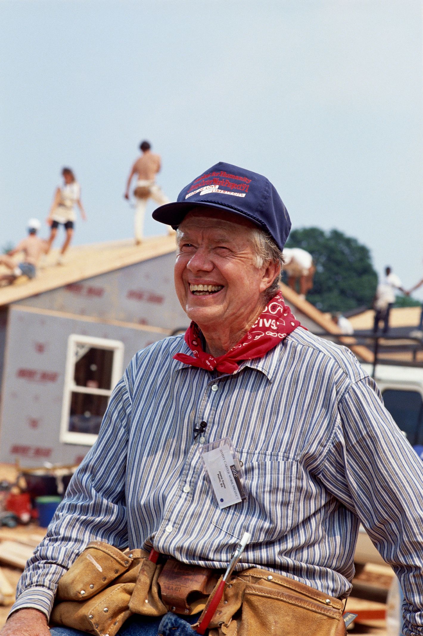 Building houses with Habitat for Humanity, 1992.