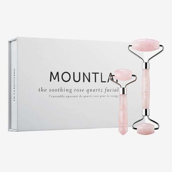 Mount Lai De-Puffing Rose Quartz Roller Facial Set