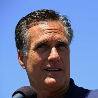 LOS ANGELES, CA - JULY 20: Republican presidential candidate and former Massachusetts Gov. Mitt Romney speaks during a campaign stop in front of vacant stores of the Valley Plaza shopping center on July 20, 2011 in Los Angeles, California. Romney criticized President Barack Obama's handling of the economy during the brief campaign event. (Photo by Kevork Djansezian/Getty Images)