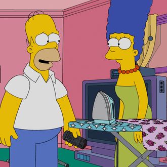 THE SIMPSONS: Homer asks Marge if he can compete in a reality show competition to be the new Duffman in the all-new ÒWaiting For DuffmanÓ episode of THE SIMPSONS airing Sunday, March 15 (8:00-8:30 PM ET/PT) on FOX. THE SIMPSONS ª and © 2015 TCFFC ALL RIGHTS RESERVED.