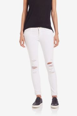 J Brand Distressed Low-Rise Cropped Skinny Jeans