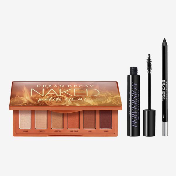 Urban Decay Eye Makeup Set - Naked Petite Heat Eyeshadow Palette + Volumizing Mascara + Waterproof Eyeliner Pencil