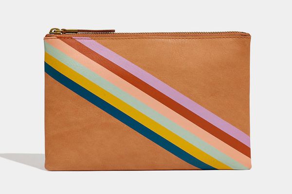 Madewell The Leather Pouch Clutch: Rainbow-Striped Edition