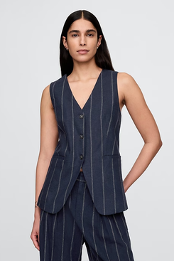 Gap Linen-Blend Longline Vest