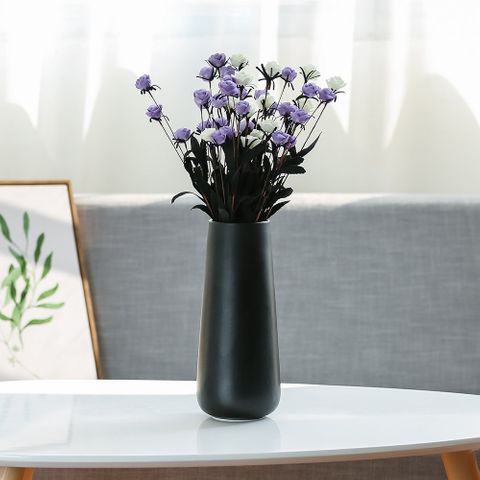 D’vine Dev Tall Matte Black Ceramic Flower Vases