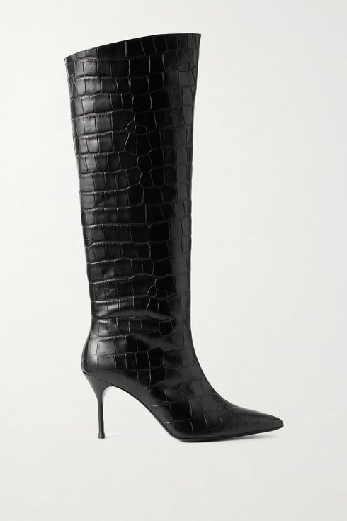 Staud Sebastian Croc-effect Leather Knee Boots