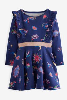 Mini Boden Cora Twirly Jersey Dress - College Navy Paisley Sky