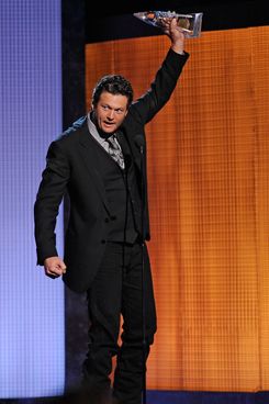 NASHVILLE, TN - NOVEMBER 10:  Blake Shelton reacts after winning the CMA Award for Best Male Vocalist at the 44th Annual CMA Awards at the Bridgestone Arena on November 10, 2010 in Nashville, Tennessee.  (Photo by Frederick Breedon/FilmMagic) *** Local Caption *** Blake Shelton
