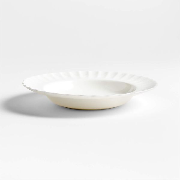 Crate & Barrel Capella White Bone China Low Bowl