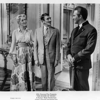 Eleanor Parker and Richard Haydn are greeted by Christopher Plummer in a scene from the film 'The Sound Of Music', 1965. (Photo by 20th Century-Fox/Getty Images)