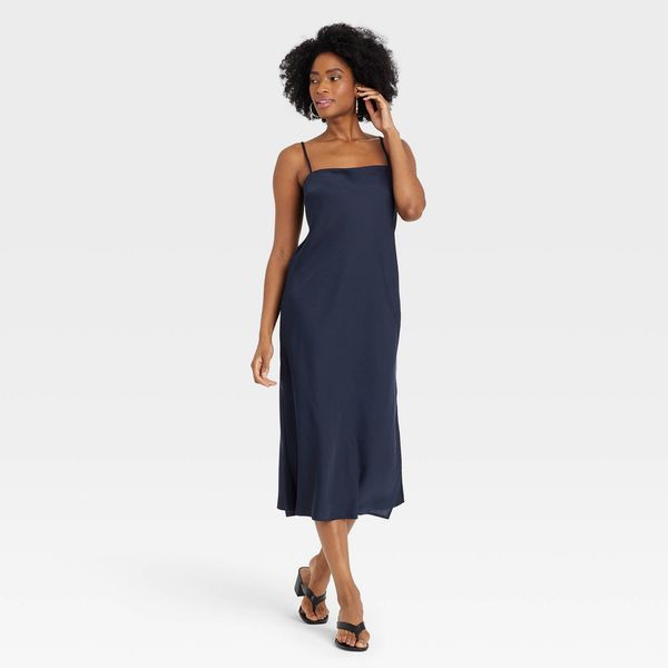 Women's V-neck Mini Slip Dress - A New Day™ Black S : Target