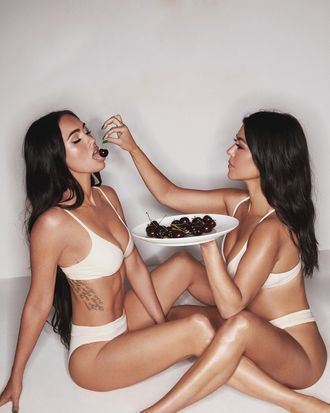 Hottest Horny Teen Ever - Kourtney Kardashian and Megan Fox Pose in SKIMS