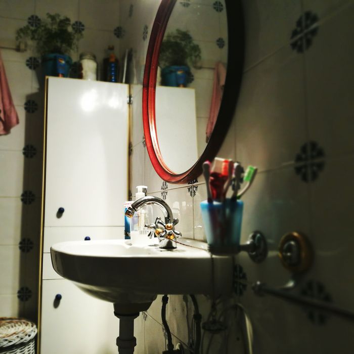 Bathroom mirror.
