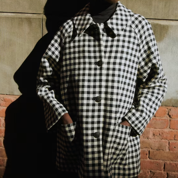 Sézane Gabriel Coat - White and Black Gingham
