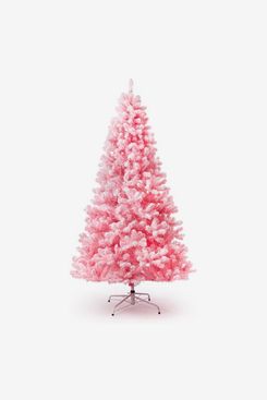 King of Christmas 6.5-Foot Duchess Pink Flock Artificial Christmas Tree with 500 Warm White LED Lights