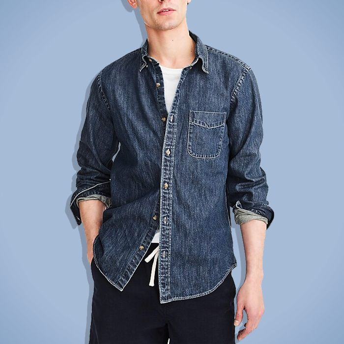 mens slim denim shirt