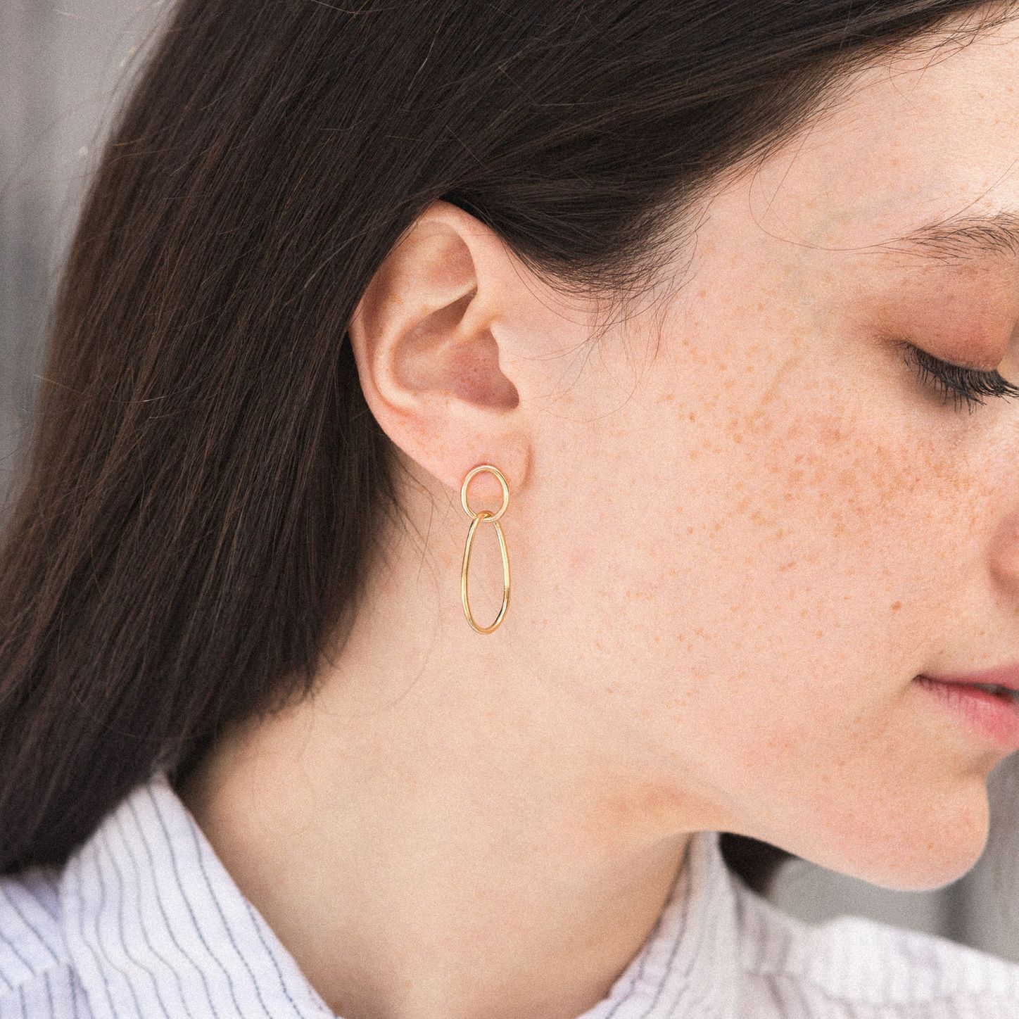 petite metalsmith earrings gold filled jewelry,tiny gold artisan drops Tiny gold filled shiny disc dangle earrings small gold earrings