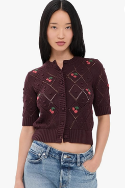 Madewell Embroidered Bauble Pointelle Stitch Cardigan